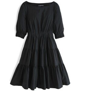 NWOT Peruvian Connection Eloise Cotton Poplin Dress Black Size Medium